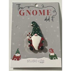Studio Ville Enameled Crystals Christmas Gnome $30 NIP Santa Gnome Candy Cane
